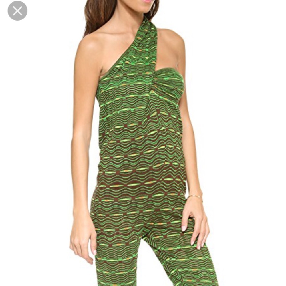 Missoni Green and Brown One-Shoulder Jumpsuit